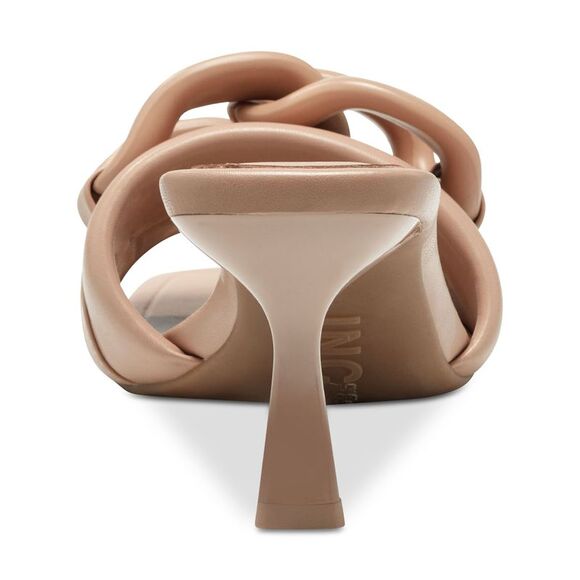 INC Womens Beige Chain Hardware Jemya Square Toe Flare Slip On Heeled Sandal 6 M - Picture 2 of 4